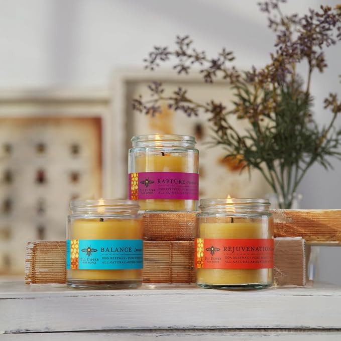Big Dipper Wax Works Beeswax Aromatherapy Candle, Balance - Lavender & Peppermint, Apothecary Glass 3.2 oz, 20 Hour Clean Burn, Natural & Eco-Friendly, 2" x 2.5"
