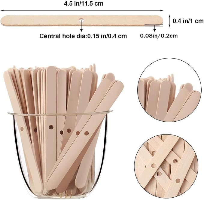 Wooden Candle Wick Holders Pack of 150pcs Wick Centering Devices Candle Wick Bars for Candle Making … (4.5inch - 150pcs)