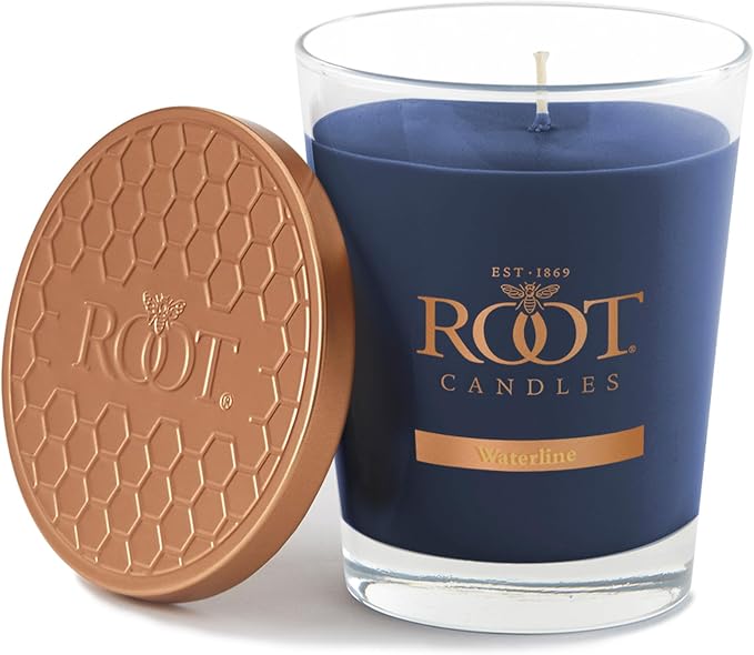 Root Candles Scented Candles Honeycomb Beeswax Blend Premium Handcrafted Candle, Large Veriglass, Waterline