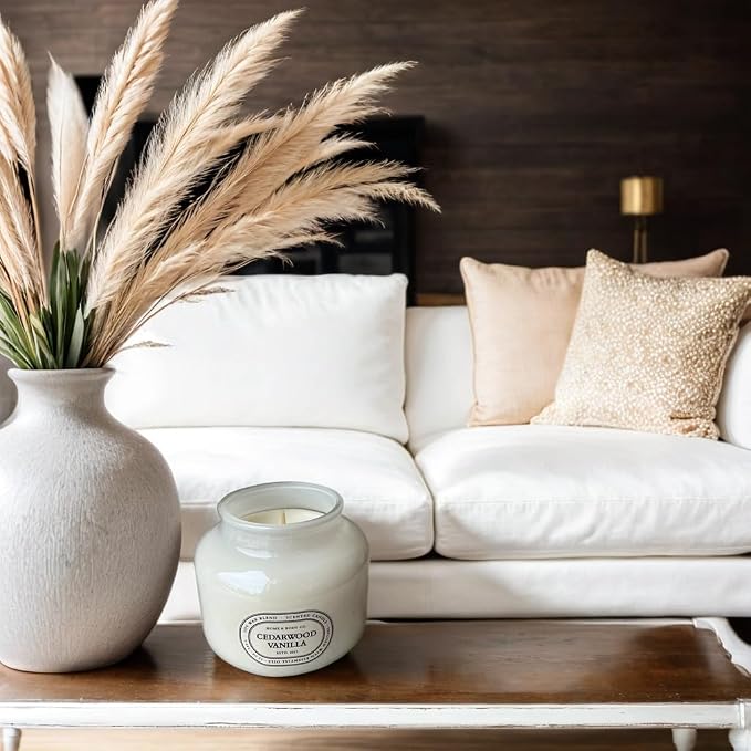 Home&Body Company Scented Candles 12 OZ Fragranced Candle, Soy Blend Wax, Infused with Essential Oils, Home Fragrances, Aromatherapy Home Scented Candles Gift, Scent: Cedarwood Vanilla
