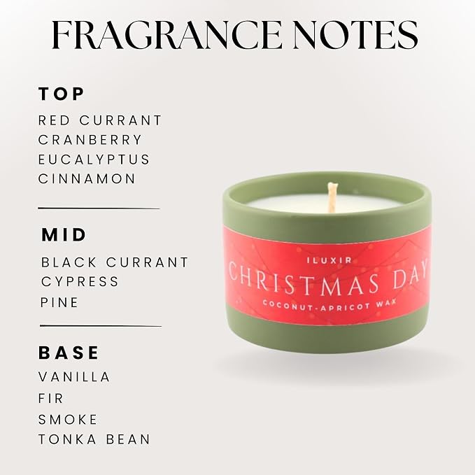 Christmas Day Luxury Candle - Christmas Festive Decor | Pine, Cranberry, Eucalyptus & Tonka | Handcrafted Non-Toxic Phthalate-Free Cruelty-Free Coconut Wax Holiday Candle 5 oz