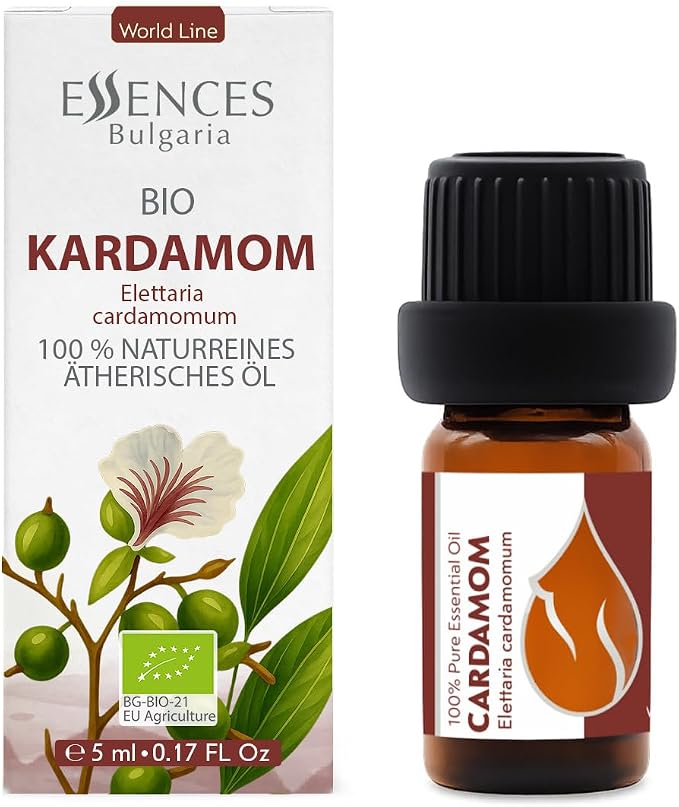 Essences Bulgaria Cardamom Essential Oil 5ml (0.17 Fl Oz) | Elettaria cardamomum | 100% Pure, Natural, Undiluted | Aromatherapy, Cosmetics | Vegan, Non-GMO, Cruelty-Free