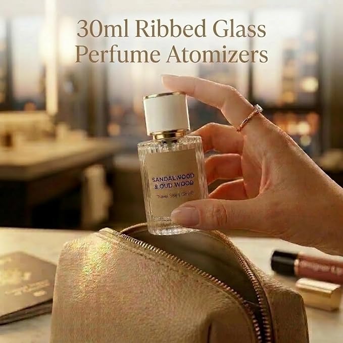 30ml Empty Perfume Spray Bottles, Ribbed Glass Atomizer Spray Bottle Refillable Portable Glass Atomizers with Funnel and Dropper, Fine Mist Spray for Women Men Dispenser Fragrance Container Set