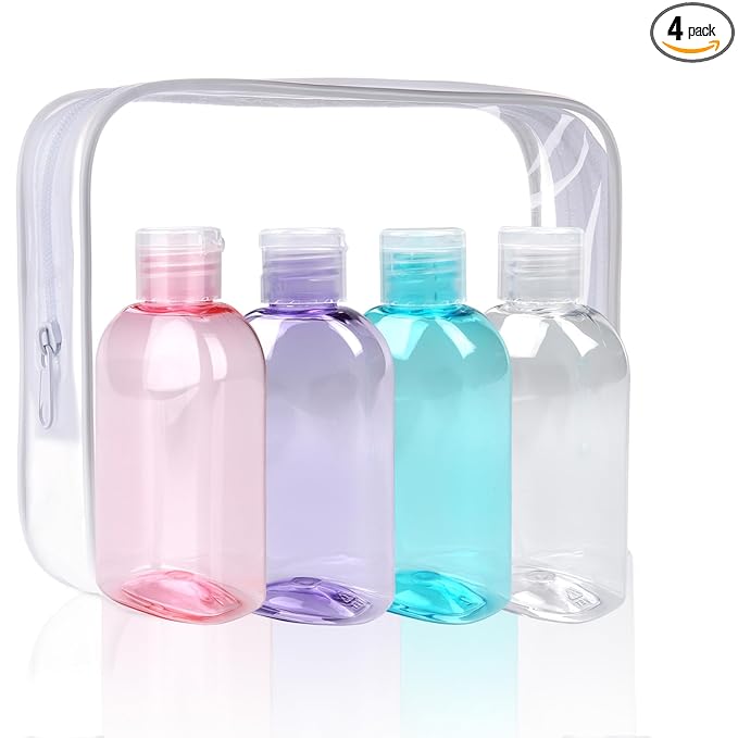 Cosywell Travel Bottles 4pcs 3.4oz Shampoo Containers TSA Approved Leak Proof Flip Cap Squeeze Bottles