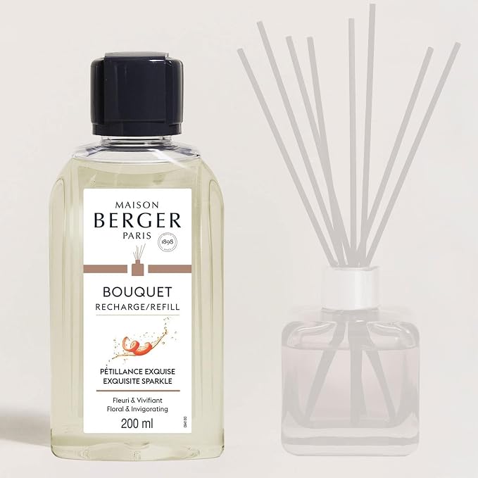 MAISON BERGER Reed Diffuser Refill, 200 ml, Exquisite Sparkle | Fragrance Refill for Reed and Ceramic Diffusers, Passive Diffusion, ~6 Weeks, No Flame or Electricity, Made in France