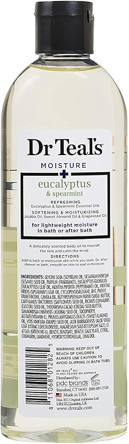 Dr. Teals Bath & Body Oil Variety Gift Set (2 Pack, 8.8oz Ea.) - Soothing Lavender & Rejuvenating Eucalyptus & Spearmint - Essential Oils Hydrate Skin & Alleviates Daily Stress