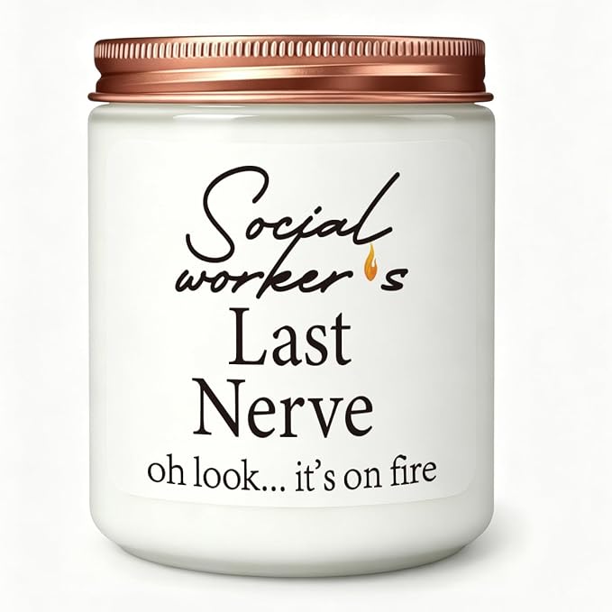 Social Worker Gift Novelty Lavender Scented Soy Candle Gift Co Worker Work Office Leaving Going Away Birthday Gifts for Women Female Social Worker Friends Coworkers Employees
