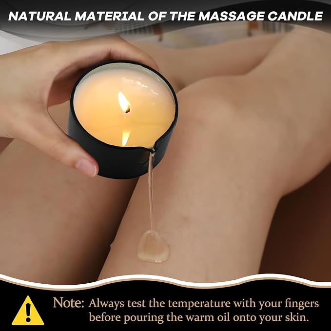 6 Pack Massage Candle Set, Low Temp Scented Massage Oil Candles, Soy & Coconut Oil Based Candles for Home Spa Relaxation