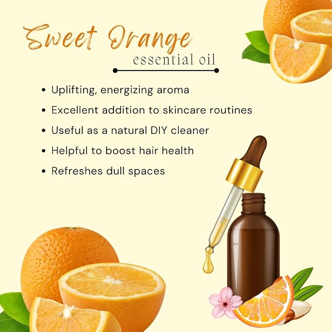Sweet Orange Essential Oil – 4 fl oz (Pack of 2) – 100% Pure & Natural – Cold-Pressed – for Diffuser, Cleaning, Aromatherapy – Amber Glass Bottles with Glass Droppers – GreenHealth
