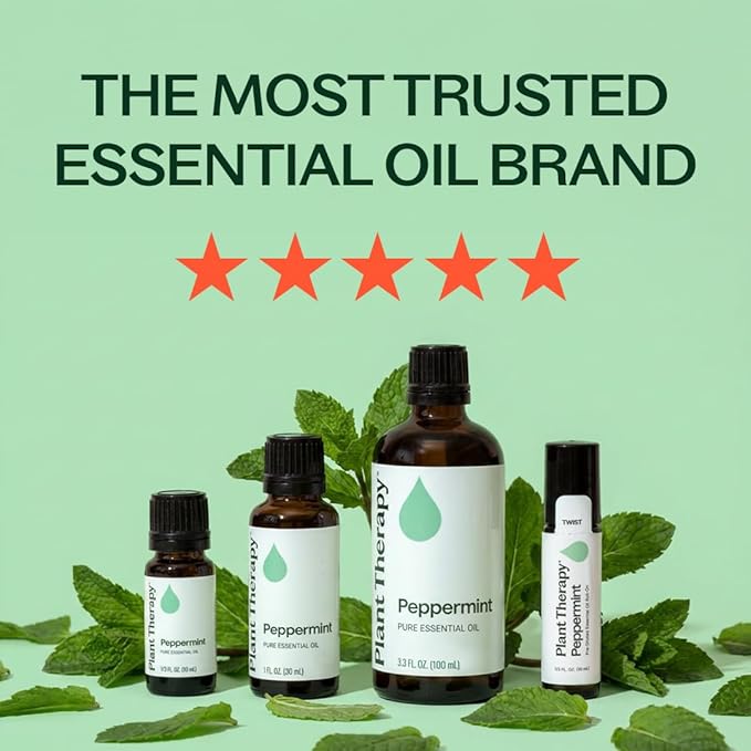 Plant Therapy Peppermint Essential Oil 30 mL (1 oz) 100% Pure, Undiluted, Natural Aromatherapy for Diffuser & Topical Use, Relaxation, Digestion, Respiratory, & Massage, Peppermint Oil for Skin & Hair