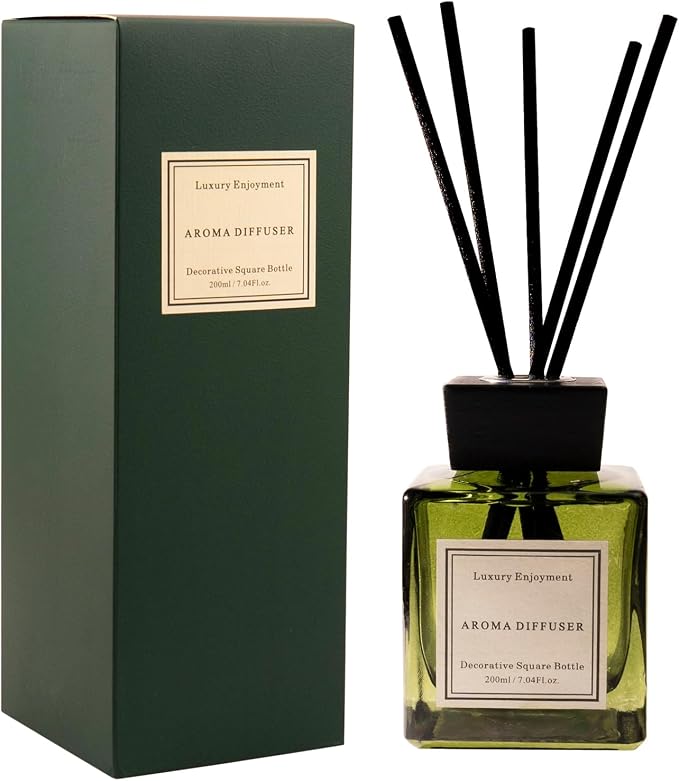 XEPTLE Hotel Colletion Reed Diffuser, Clean White Floral Fragrance with Bergamot & Warm White Musk, Air Freshener, Home Fragrance Diffuser with 5 Reeds for Bedroom Bathroom Office Décor, 7.04oz, Green