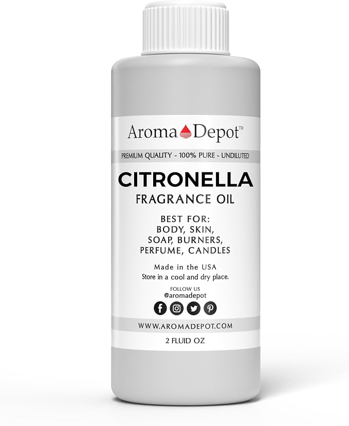 Citronella 2oz. Fragrance Oil I Perfume I Skin Oil I Scented Oil. DIY Projects Such as Candles, Bath Bombs, Body Butters, Creams & Lotions. Few Drops in The Diffuser, Burners, or Warmers.