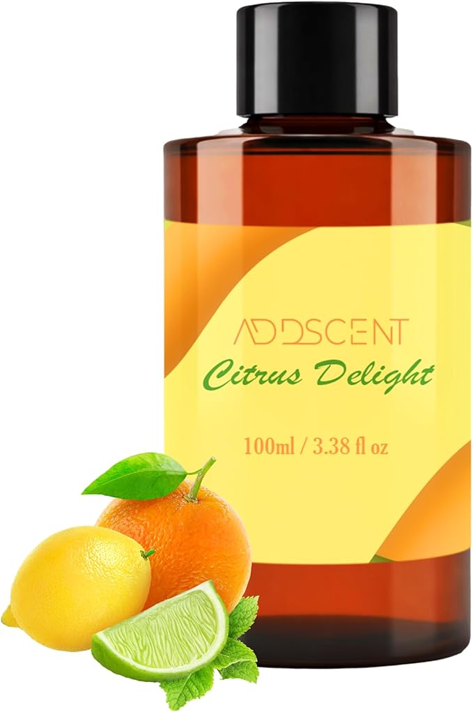 Citrus Delight Fragrance Oil 100ml for Diffuser, Bright Fruity and Floral Aroma for Bedroom Living Office Spa, Uplifting Scent with Layered Notes for Fresh and Cheerful Ambience