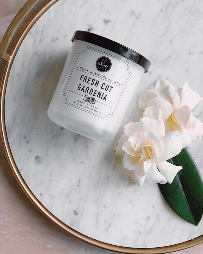 DW Home Fresh Cut Gardenia Scented Candle for Home, 15 oz, Large Double Wick Candle Jar, Up to 56H Burn Time, Luxury Scented Candle for Relaxation, Gifting, Home Decor