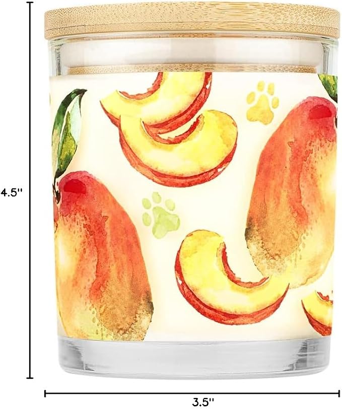 Pet House Candles, Plant-Based, Clean Burning, Long Lasting Pet Odor Candles for Home, 60 Hour Burn Time with a Natural Fiber Wick - Mango Peach, 2 Pack