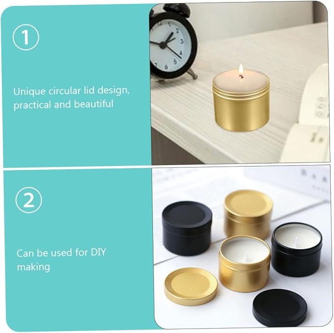 CORHAD 4pcs Aluminum Alloy Candle Jars Lids Scented Candle Holders Portable Travel Storage Containers for Tealight for and Weddings