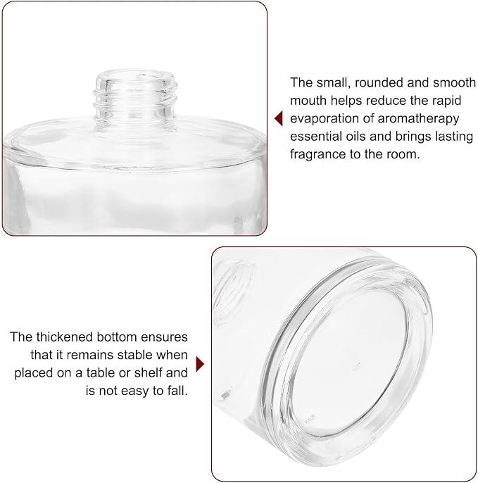 HARFINGTON 200ml/6.8oz Empty Glass Diffuser Bottle 3.2" x 3.3" Refillable Fragrance Accessories Aromatherapy Jar Container for Replacement Reed Diffuser DIY Home Bathroom Transparent