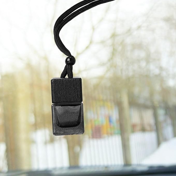 3 Pcs Hanging Car Air Freshener Empty Car Diffuser Bottles, Car Diffusers for Essential Oils, Car Air Freshener Ornament for Auto Interior Home Office Decoration, Black