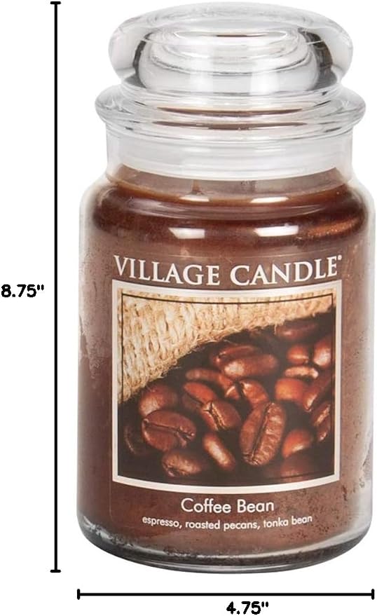 Village Candle Coffee Bean Glass Jar Scented Candle, Large, 21.25 oz, Brown (Pack of 6)