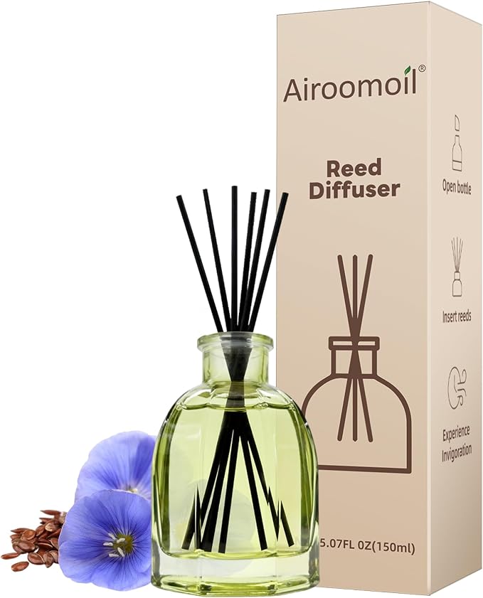 Clean Linen Reed Diffuser Set – 5.07 oz with 6 Sticks, Fresh Airy Scent for Home, Bathroom, Living Room, Office, Yoga & Meditation – Long-Lasting, Flameless, Ideal Gift