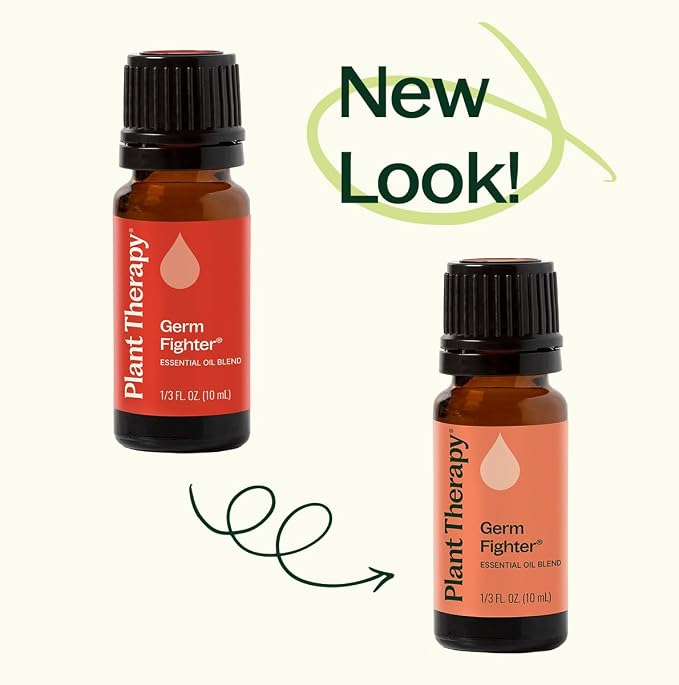 Plant Therapy Germ Fighter Essential Oil Blend Pure, Natural Aromatherapy, for Diffusion & Topical Use, DIY Multi-Surface Cleaner, Hand Cleanser, Home or Office Use, Therapeutic Grade 10 mL (1/3 oz)