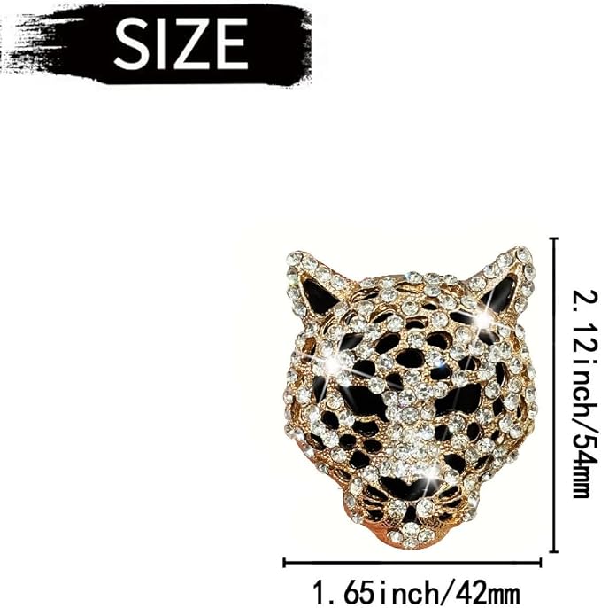 2 Pcs Golden Bling Leopard Air Fresheners, Crystal Car Diffuser Vent Clip Rhinestone Decoration for Women, Auto Accessories, Automotive Air Fresheners