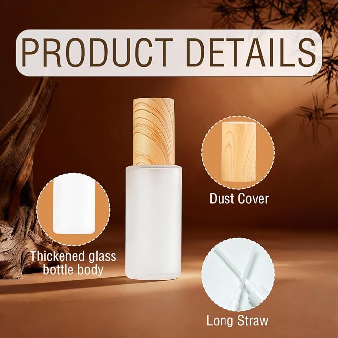 3Pcs 60ml 2oz Matte Glass Pump Bottles Travel Pump Bottle Lotion Bottle Travel Container Soap Dispenser Toiletries Bottle Containers with Plastic Lid for Shampoo Cream Liquid Essential Oils