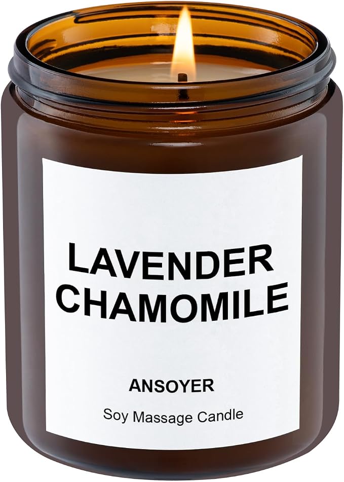 Massage Candle for Relaxation – 7oz Massage Oil Candle with Sweet Almond Oil - (Chamomile Lavender)
