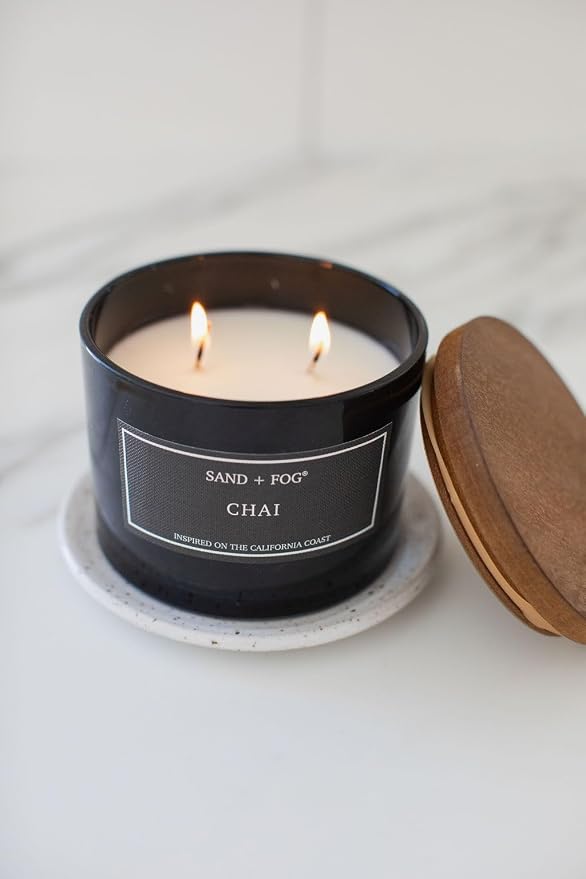 Sand + Fog Scented Candle - Chai – Additional Scents and Sizes – 100% Cotton Lead-Free Wick - Luxury Air Freshening Jar Candles - Perfect Home Decor – 12oz