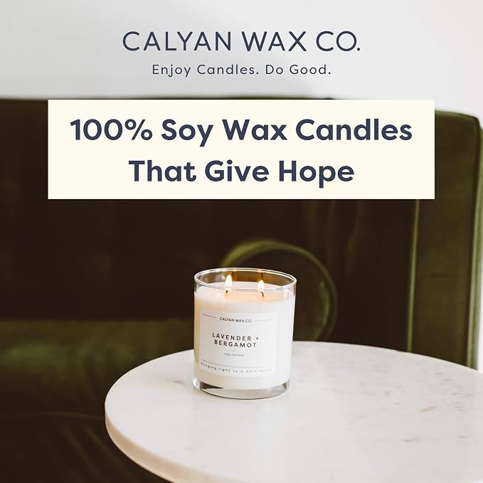 Calyan Wax Co. Palo Santo & Cypress 2 Wick Scented Candle - 37 Hour Burn - Luxury Clean Soy Wax Candles - Long Lasting Large Glass Jar Candle for Home - 8.8oz