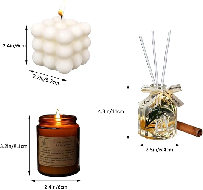 Soy Candle Set for Home Scented, Freesia Candles Set, Relaxing Stress Relief - Bubble Candle and Fragrance - Gifts for Women, Mom, Best Friend, Wife, Birthday