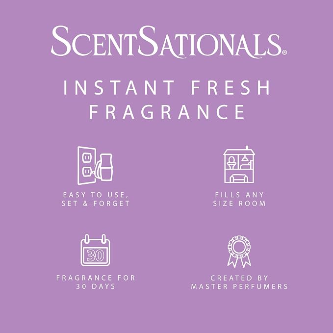 Scentsationals Plug in Air Freshener Starter Set – Swivel Plug Fragrance Oil Diffusers & 2 Long Lasting Scent Refills - Lilac Blossoms Scent