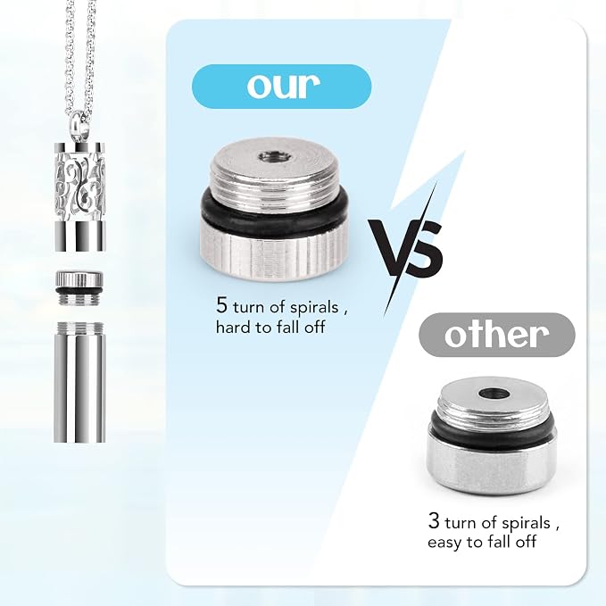 Maromalife Essential Oil Diffuser Necklaces for Women, 2PCS Aromatherapy Necklaces Stainless Steel Diffuser Locket Pendant Cylinder with 20 Felt Pads, Aroma Necklaces Gift Set for Mothers Day