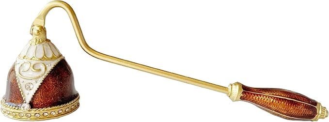 Candle Snuffer, Hand-Painted Metal Candle Extinguisher with Non-Slip Handle, Elegant Decorative Candle Tool for Hanukkah, Christmas, Birthdays (Brown & White)