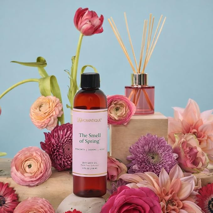 Aromatique The Smell of Spring Diffuser Oil – 4 fl oz Floral Reed Diffuser Refill, Hyacinth, Jasmine & Rose Home Fragrance