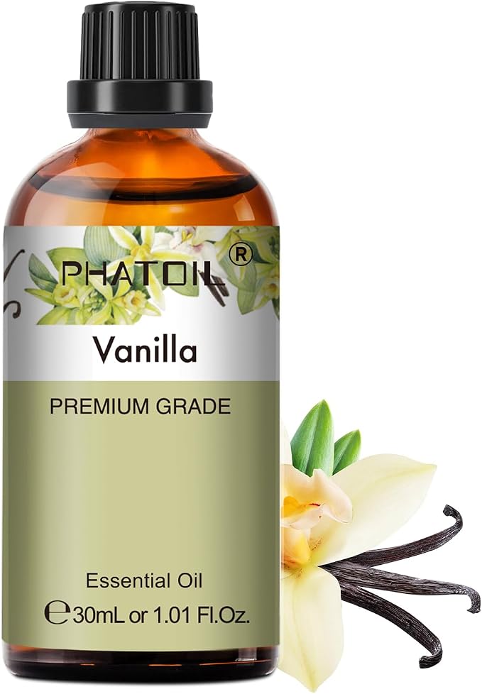 Vanilla Essential Oil, 1.01Fl.Oz (30ML) PHATOIL Pure Essential Oil Singles for Aromatherapy Diffusers, Humidifiers, Great for DIY Candle and Soap Making, Gift for Friend