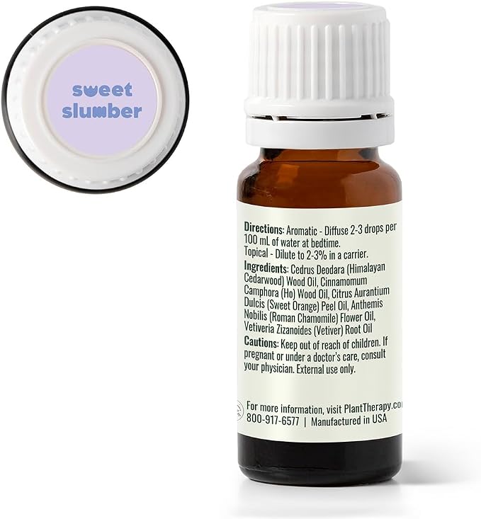 Plant Therapy KidSafe Sweet Slumber Essential Oil Blend 10 mL (1/3 oz) 100% Pure, Undiluted, Relaxing Aromatherapy for Better Sleep