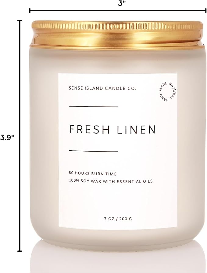 Fresh Linen Scented Candle for Home Scented 50+ Hrs Long Lasting100% Natural Soy Wax Clean Linen | Candle Gifts for Women Men Highly Scented House Warming Gifts