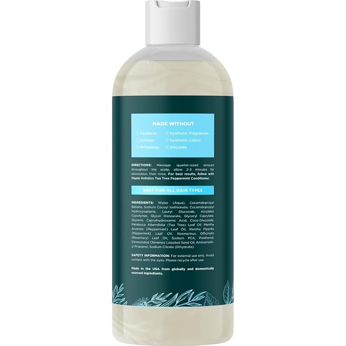 Rosemary Tea Tree Mint Shampoo - Clarifying Shampoo for Build Up and Flakes with Deep Cleansing Peppermint Oil and Tea Tree Essential Oil for Dry Scalp Treatment - Paraben & Sulfate Free (16oz)