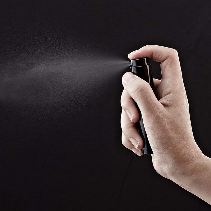 Tekson 8ml Travel Perfume Atomizer Refillable, Mini Cologne Spray Bottle Empty, Small Aftershave Portable Sprayer for Liquid Dispenser (Black)