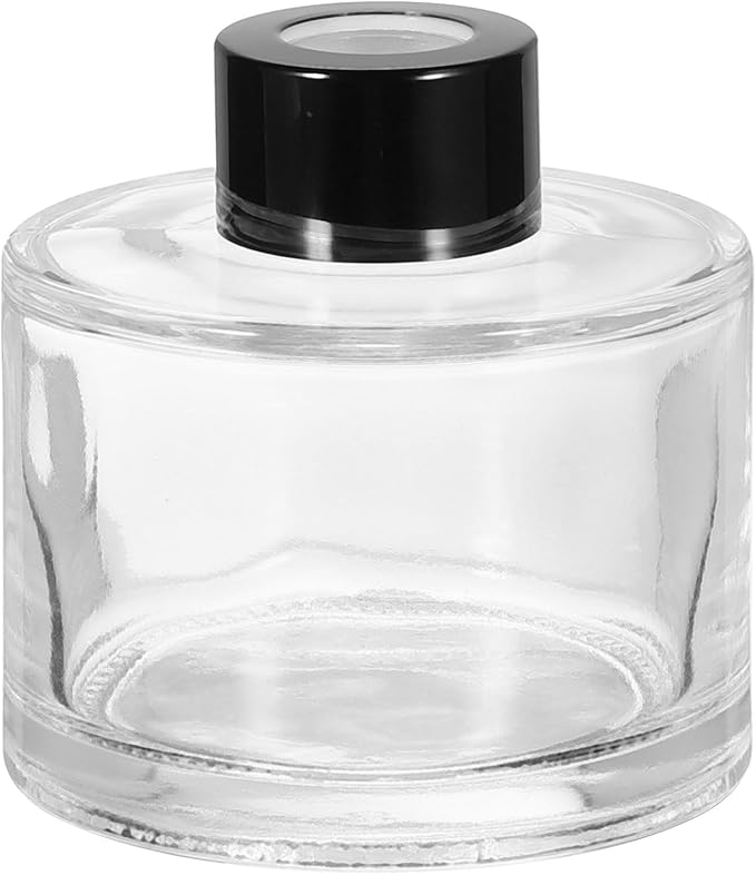 HARFINGTON 120ml/4oz Empty Glass Diffuser Bottle 3" x 2.8" Refillable Fragrance Accessories Aromatherapy Jar Container for Replacement Reed Diffuser DIY Home Bathroom Transparent