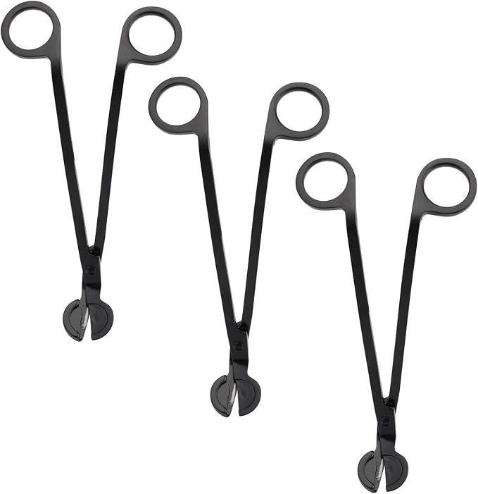 Yopay 3 Pack Candle Wick Trimmer, Stainless Steel Wick Clipper Cutter, Wick Scissor, Reaches Deep Into Candles to Cut Spent Wicks, Matte Black, 7.08 x 2.36 inch
