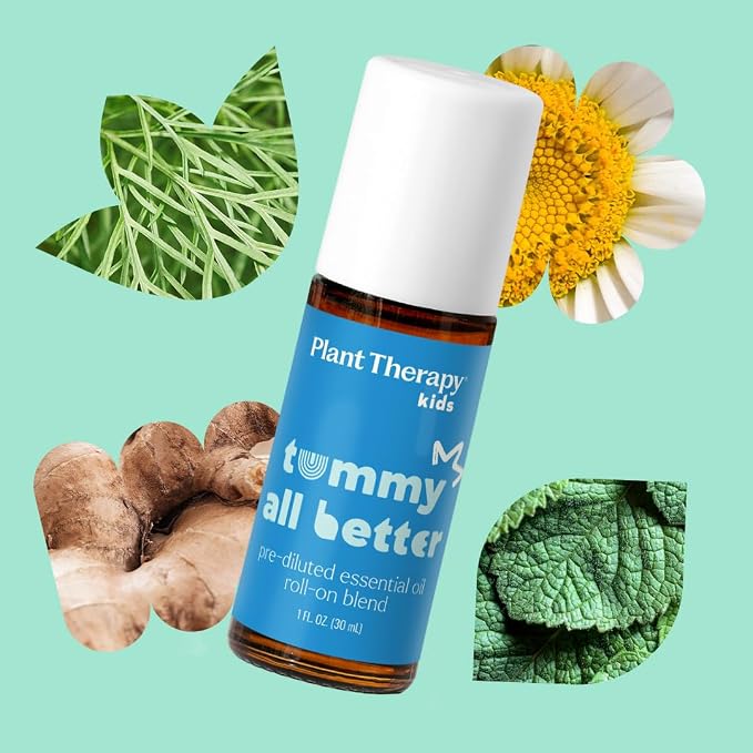 Plant Therapy Tummy All Better Roll-On 30 mL (1 oz) Pre-Diluted and Mess-Free for Easy Application, Supports a Healthy Digestive System, Soothes Stomach Cramps, Great for Travel-Related Queasiness