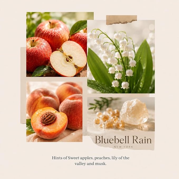 Reed Diffuser for Home, Bluebell Rain / 2.7oz / Long Lasting Floral Fragrance Oil with Reed Sticks – Air Freshener for Bathroom, Office, Closet, Fresh Dewy Aquatic Scent