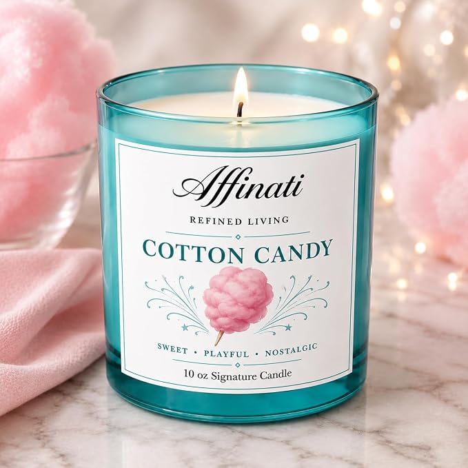 Affinati Cotton Candy Signature Candle - 10 oz Luxury Soy Blend Wax Candle, Long-Lasting Home Fragrance