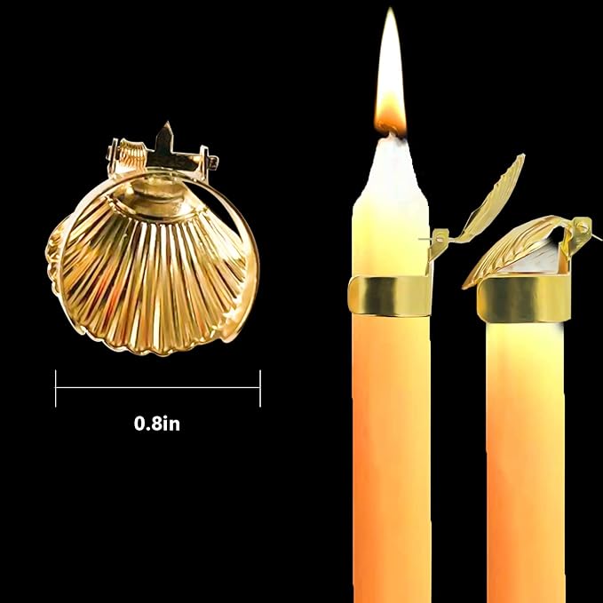 4pcs Candle Snuffer, Automatic Fire Extinguishing Candle Snuffer Clip On Kit, Candle Safety Guard, Wick Flame Snuffer for Putting Out Candle,Candle Accessories- 4 Pcs (Scallop)