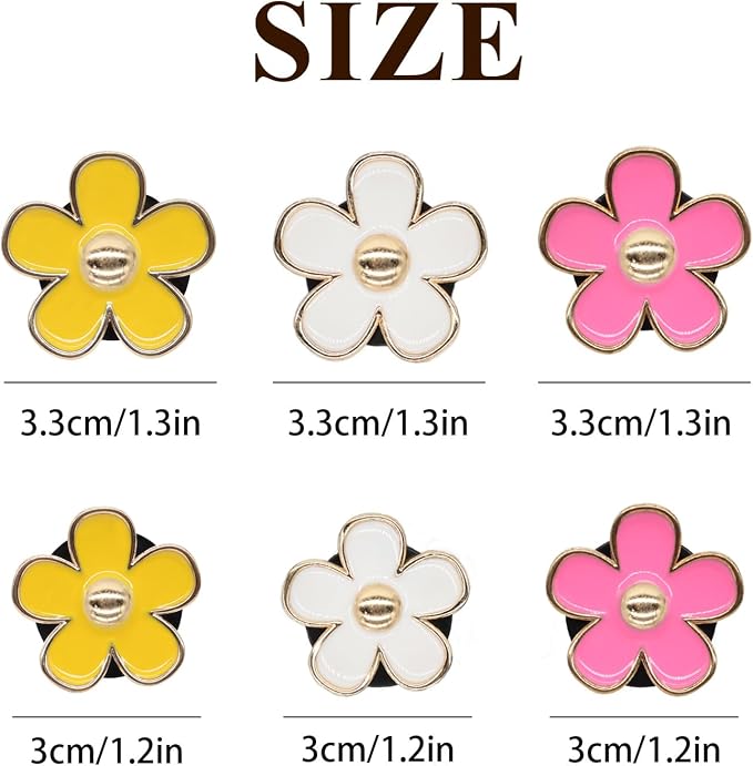 ORIESSE 6pcs Flowers Car Air Freshener Vent Clips,Pink Yellow White Daisy Flowers Air Vent Clip Car Accessories for Women,3.3cm/3cm Flower Girly Vehicle Decor Refillable Outlet Diffuser
