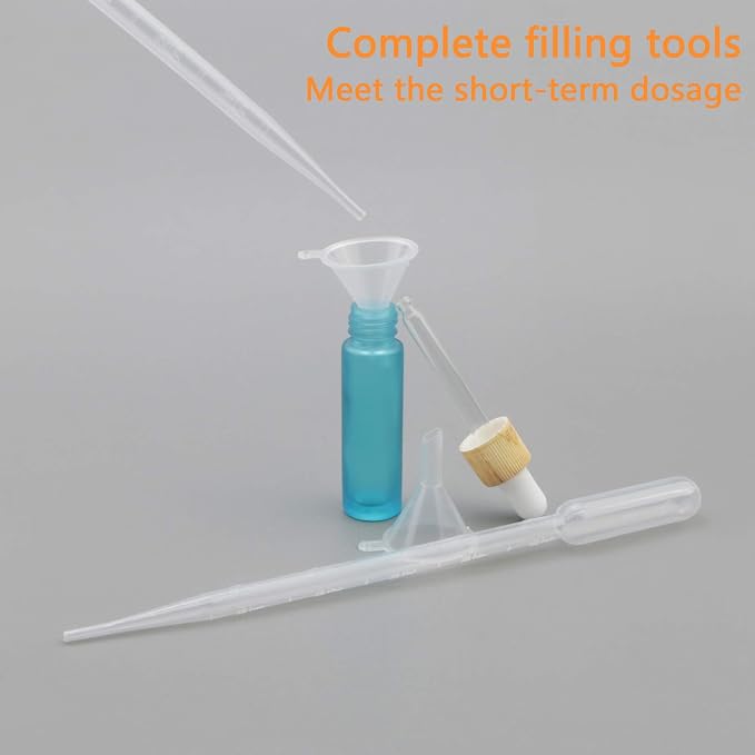 Ellbest 10ml Essential Oil Glass Dropper Bottle 10pcs Colorful Glass Bottles with Eye Dropper Small Empty Refillable Vials for Travel, Perfume, Samples (Matte Cyan Blue)