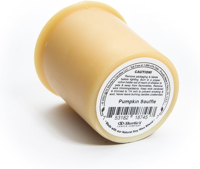 Pumpkin Souffle Soy Votive Candles - Scented with Natural Fragrance Oils - 6 Beige Natural Votive Candle Refills - Bakery & Food Collection