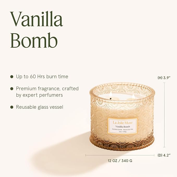 LA JOLIE MUSE Vanilla Zest Scented Candles for Home, Natural Soy, 2-Wick | Large Jar Luxury Candle, Clean Non Toxic, Gift for Women & Men, Decorative Gourmand Candles, Lemon Coconut Bergamot,12 oz